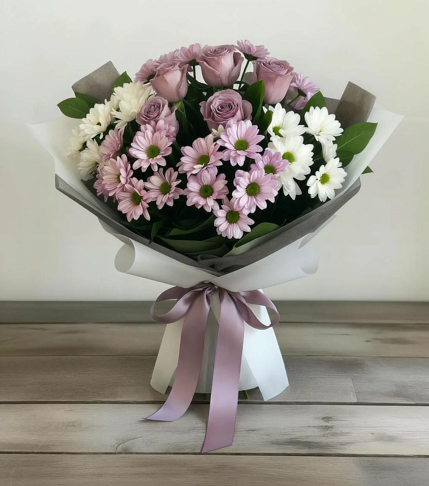 Букет цветов из: Хризантемы и Розы в Некрасовской