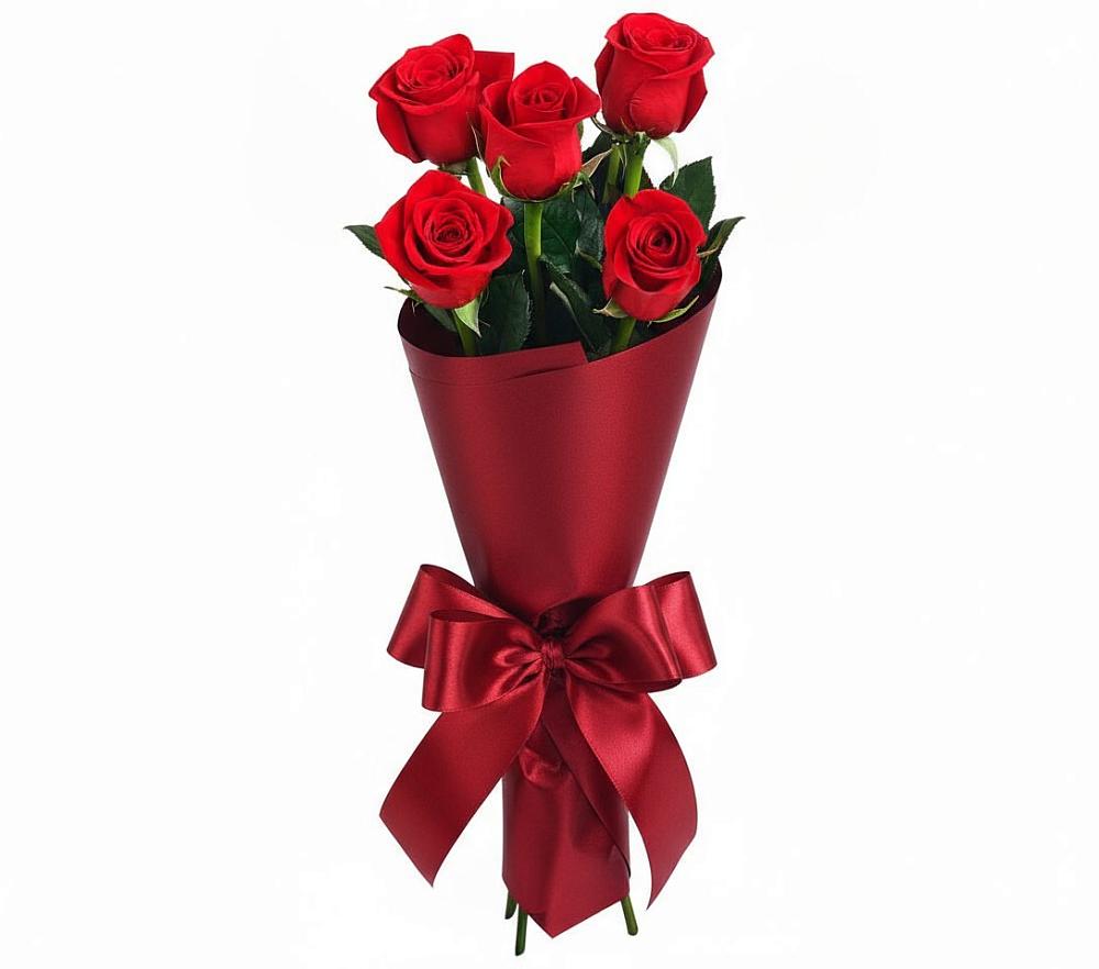 Букет 5 Красных роз Эдлесс Лав в Некрасовской
