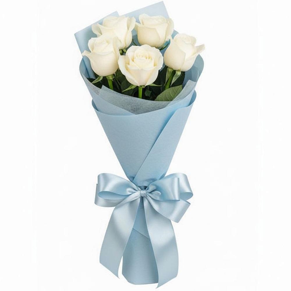 Букет 5 Белых роз Проуд в Некрасовской