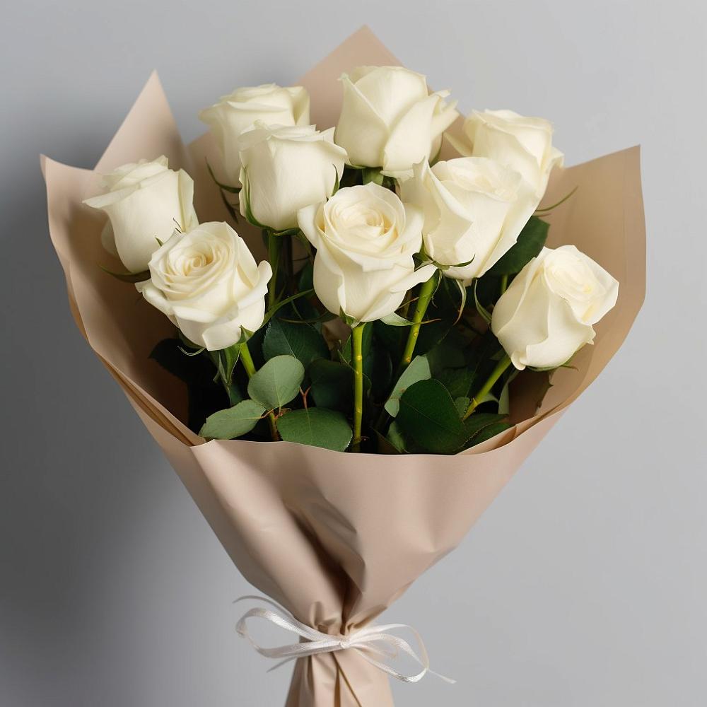 Букет 9 Белых роз Эдлесс Лав в Некрасовской