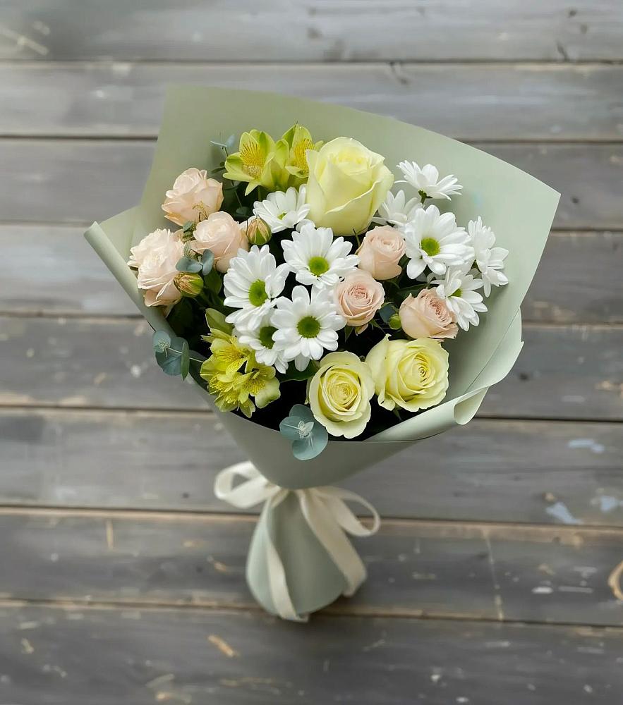 Букет цветов из: Альстромерии, Розы и Хризантемы в Некрасовской