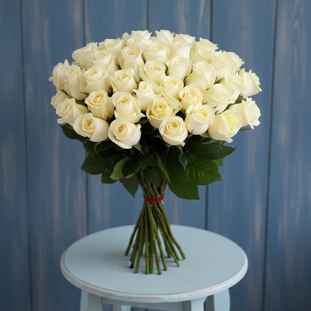 Букет 51 Белая роза Эдлесс Лав в Некрасовской