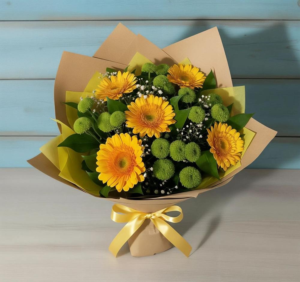 Букет цветов из: Герберы и Хризантемы в Некрасовской