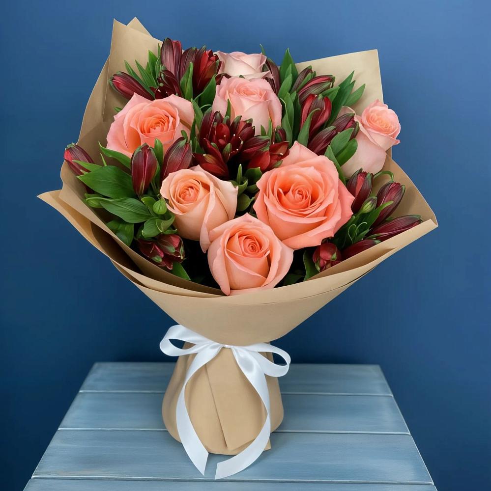 Букет цветов из: Розы и Альстромерии в Некрасовской