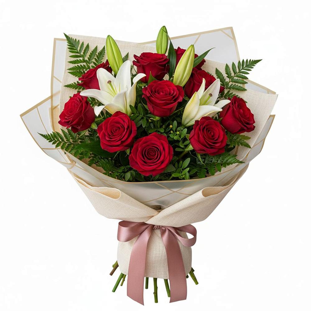 Букет цветов из: Лилии и Розы в Некрасовской