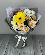 Букет цветов из:  Розы, Герберы и Хризантемы в Некрасовской