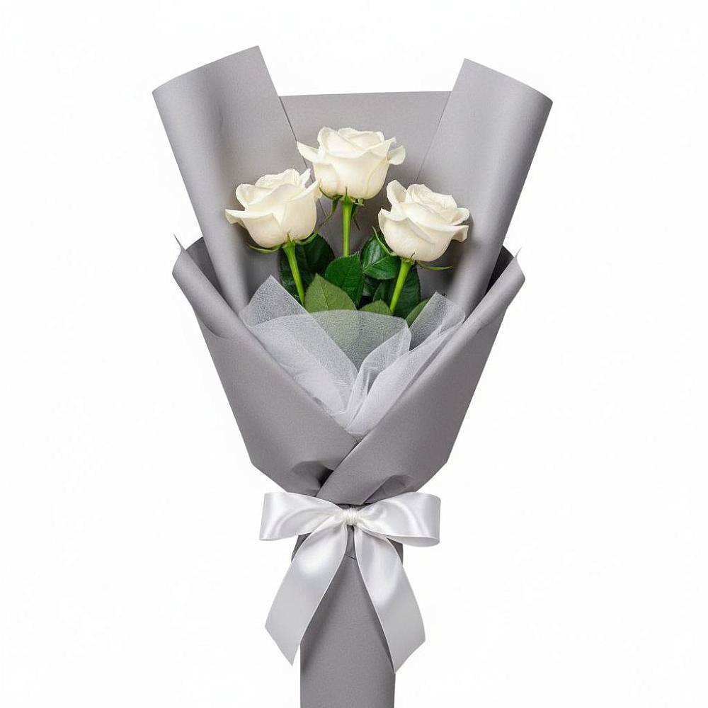 Букет 3 белые розы в Некрасовской