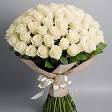 Букет 101 беля роза Белоснежка в Некрасовской